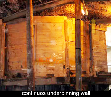 underpinning wall formed by continuous individual pits